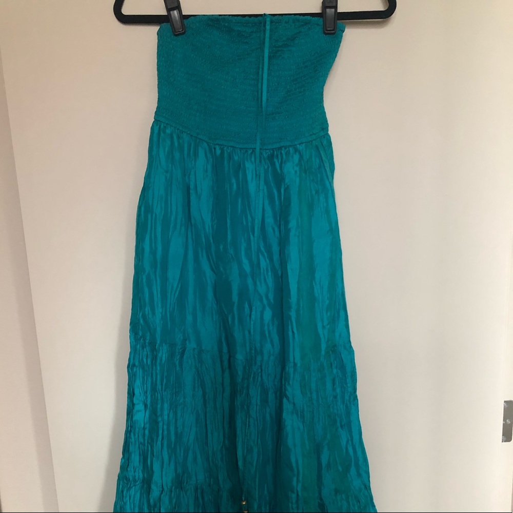 Turquoise strapless dress/ convertible skirt!